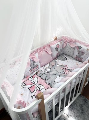 Комплект в кроватку с большими рисунками "Слонёнок девочка " 1024 фото
