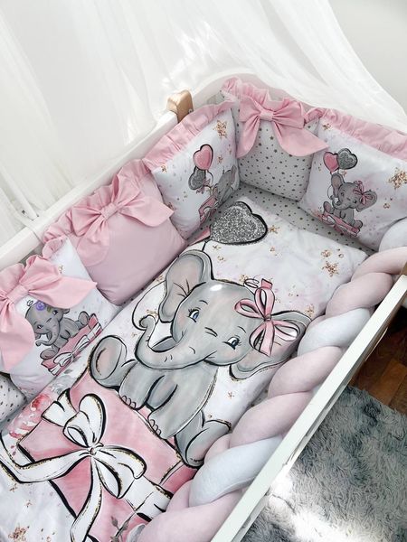 Комплект у ліжко з великими малюнками "Слоник дівчинка" 1024 фото