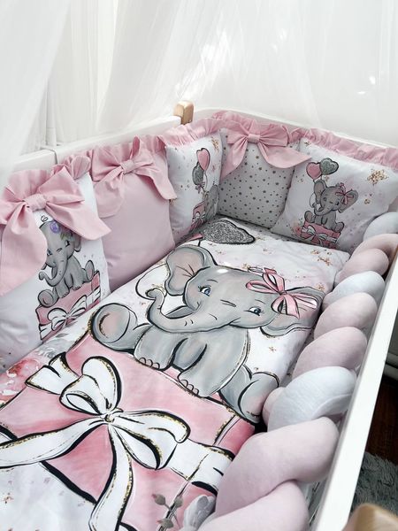 Комплект у ліжко з великими малюнками "Слоник дівчинка" 1024 фото